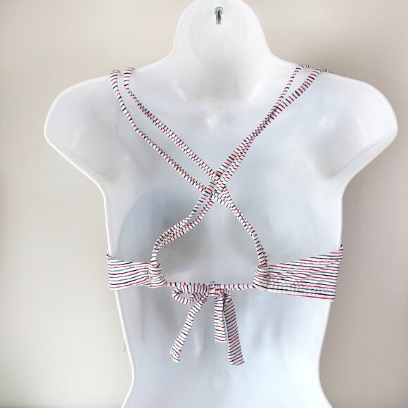 NWT Eberjey Bikini Top Lines Connor L NEW White Red Gray - Picture 4 of 7